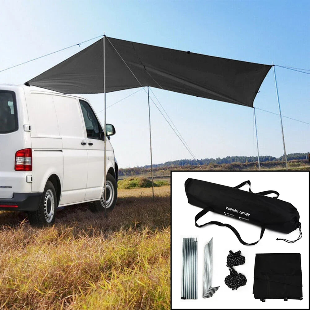 Awning Waterproof Tarp Tent Shade Outdoor Camping Car Awning Side Pergola Car Tail Tent Canopy For Campervan Motorhome Suv