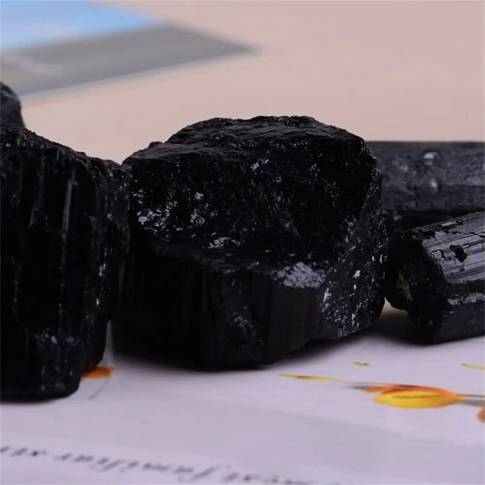 Creative Natural Natural Black Tourmaline Stone Crafts Black Black Tourmaline Raw Stone Handicraft Aromatherapy Stone Collection