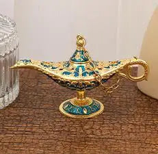 12cm(4.7")Classic Rare Hollow Legend Aladdin Magic Genie Lamps Incense Burners Retro Wishing Oil Lamp Home Decor Gift