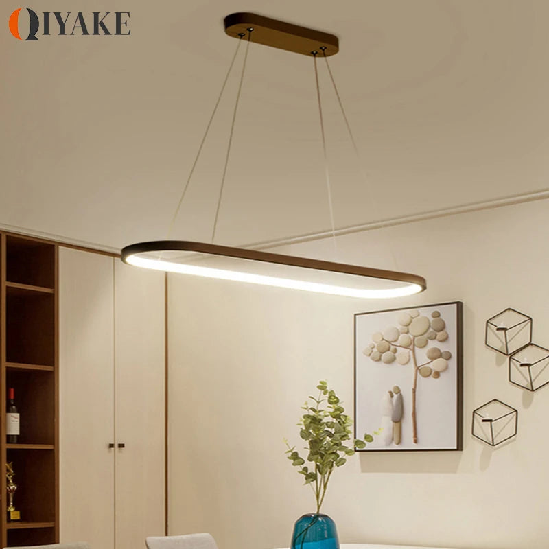 Designer dining room ceiling lamp ins Nordic minimalist dining room bar table creativity word led strip modern simplicity