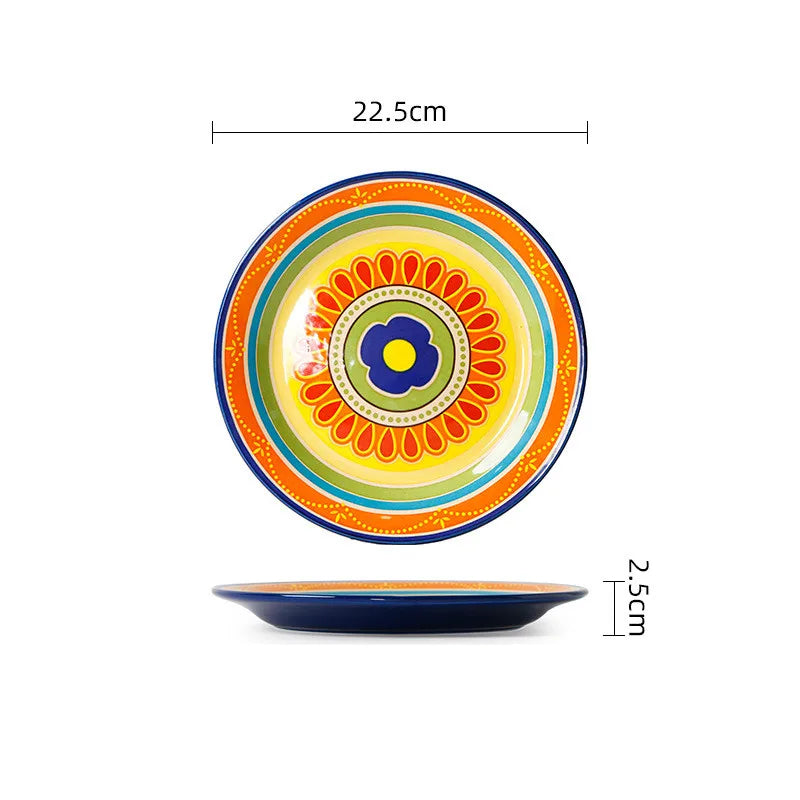 Exquisite Ceramic Plates Round Steak Dinner Pasta Plate Underglaze Colour dishware Kitchen Accessories Home Salad Plate