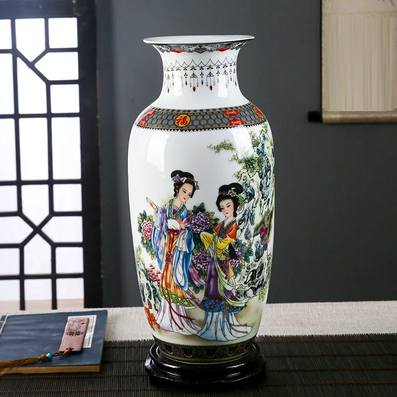 Jingdezhen Ceramic Vase Vintage Chinese Traditional Vases Home Decoration Animal Vase Fine Smooth Surface Furnishing Articles