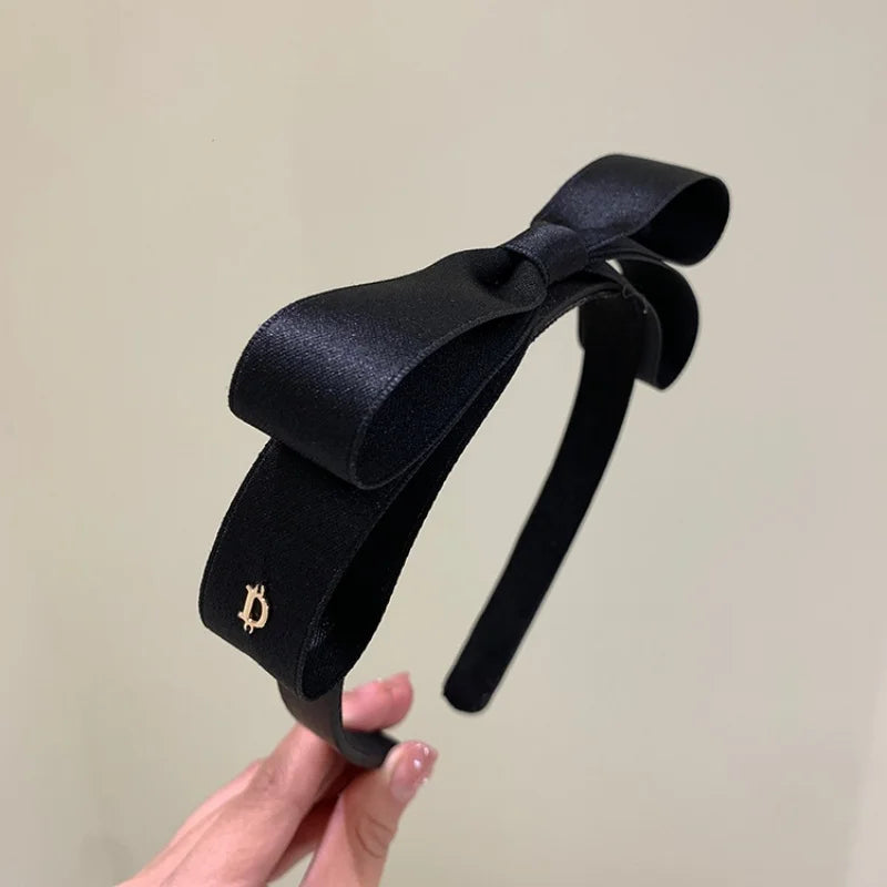 One bow hair band, black narrow-edge thin head band, D-letter high cranial top pressure hair bundle