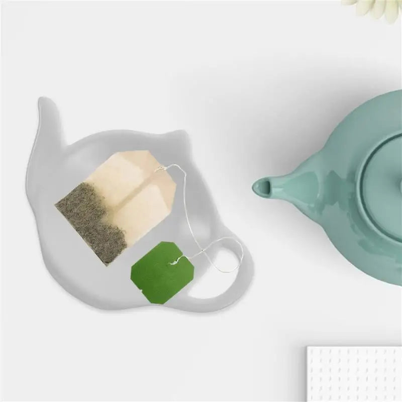 4Pcs Teapot Shaped Ceramic Dish Teabag Holder Coaster White Ceramic Sauce Dishes Mini Snack Plate Dessert Sauce Seasoning Plate