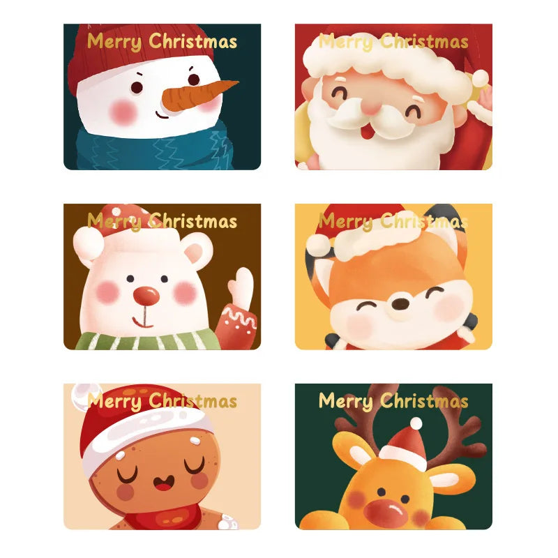 24pcs Vintage Christmas Greeting Cards | Assorted Holiday & Thank You Notes with Envelopes, Cartoon Animal Designs
