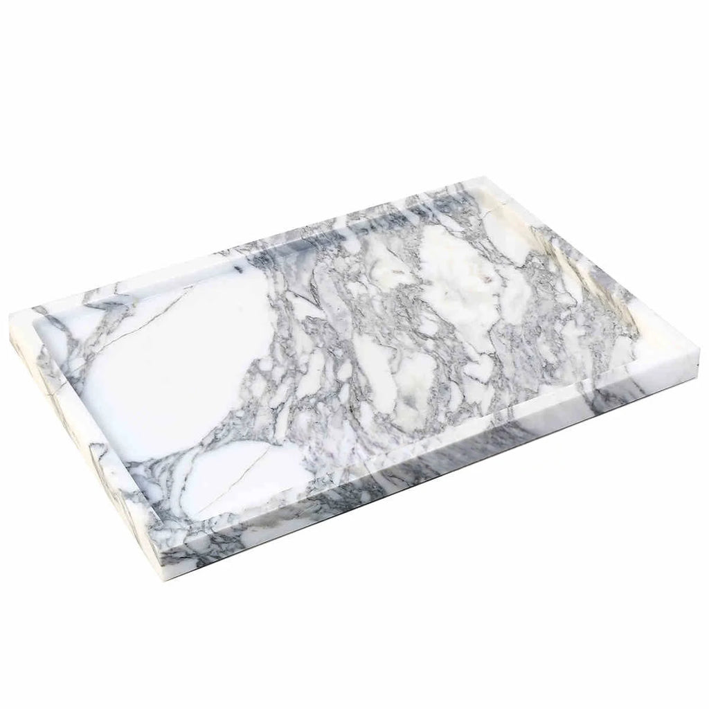 30x20x1.8CM Luxury Calacatta Viola Arabescato Natural Marble Stone Catchall Tray Carving Rectangular Storage Dish Home Decor