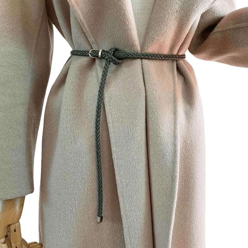 Woven Thin Belt Women's Fashion Casual Versatile Coat Girdle Gothic Retro Red Pin Pu Buckle Waistband