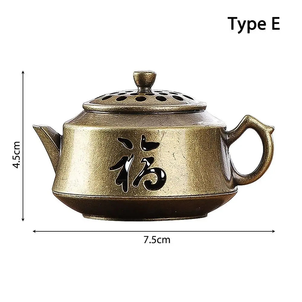 1Pc Chinese Style Incense Burner Alloy Tiny Teapot Shape Incense Holder Home