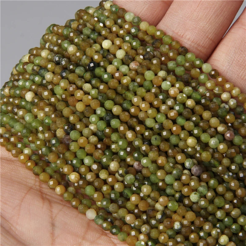 Micro Faceted Bead Natural Stone Beads Facted Green Emeralded 2 3 mm Spacer Loose Beads for Jewelry Making Necklace DIY Bracelet