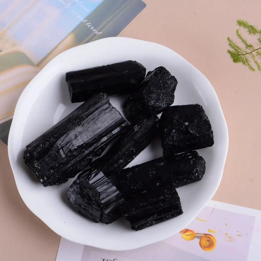 Creative Natural Natural Black Tourmaline Stone Crafts Black Black Tourmaline Raw Stone Handicraft Aromatherapy Stone Collection