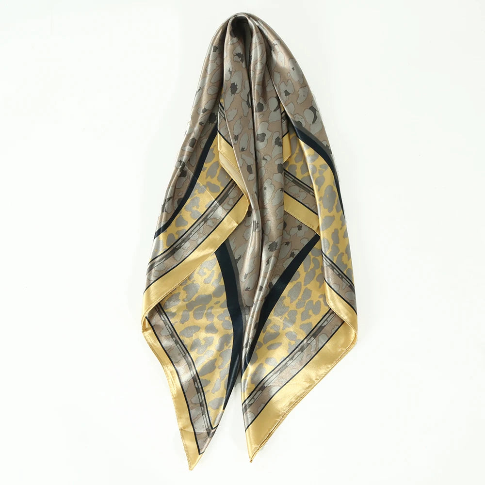 Silk Head Scarf Women Luxury Fashion Hair Scarve Summer Foulard Femme Satin Shawl Kerchief 90cm Square Headscarf Bandana Cheveux