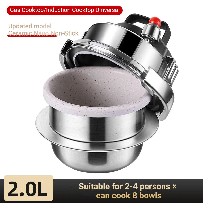 Upgrade Non stick Pressure Pot Small Outdoor Camping 0.8L-1.6L Home Gas Induction Cooker Pressure Pot Cooking 5 Bowls of Rice
