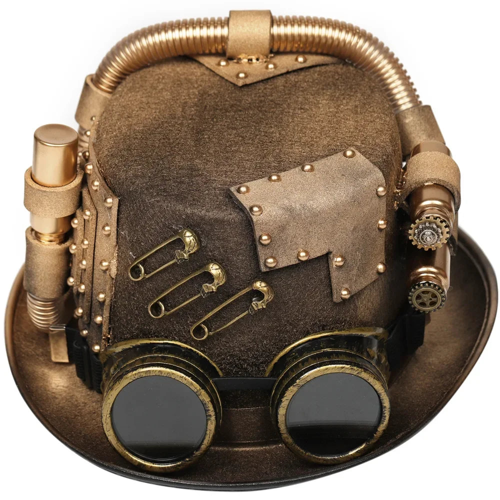 Gothic Headwear Steampunk Hat Victorian Top Magic Gears Goggles Chain Top Hats for Dress Up Halloween Cosplay Costume Fedora Cap