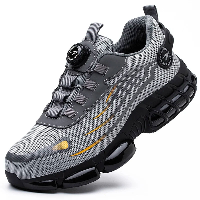 Rotary Button Safety Shoes for Men Anti-impact and Anti-piercing Work Shoes Fashionable Men's Sports Shoes Breathable Work Boots