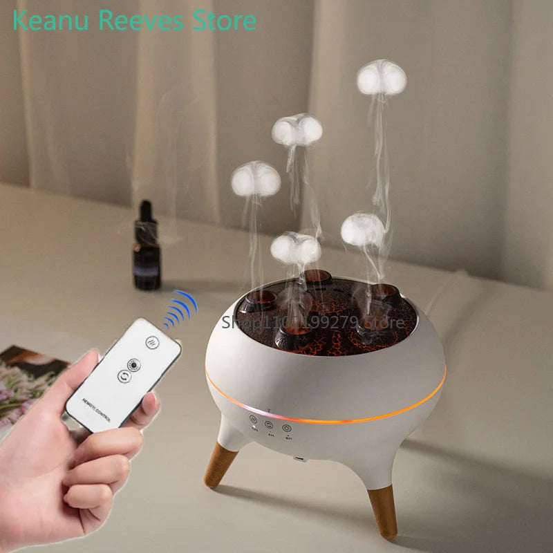 Dynamic Jellyfish Air Humidifier 250ml Essential Oil Diffuser Remote Control Bedroom Humidifier With 7 Colorful Night Lights