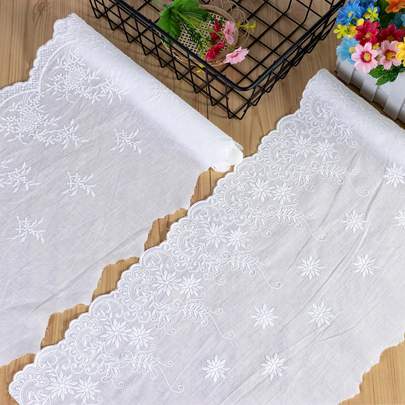 Lace Openwork Cotton Cloth, Embroidery Cloth, Exquisite, Off White, DIY Clothing Accessories, Curtains Width 26cm, 5Yards/Lot