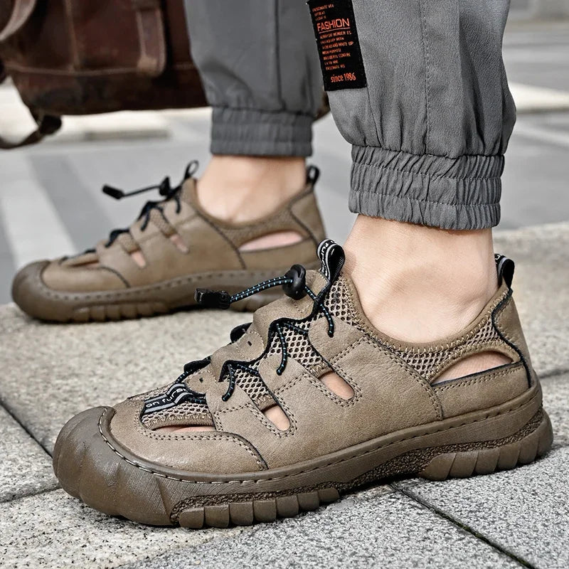 2025 Summer Men Sandals Genuine Leather Mens Casual Shoes Outdoor Men Leather Sandals for Men Beach Shoes Roman mens Shoes