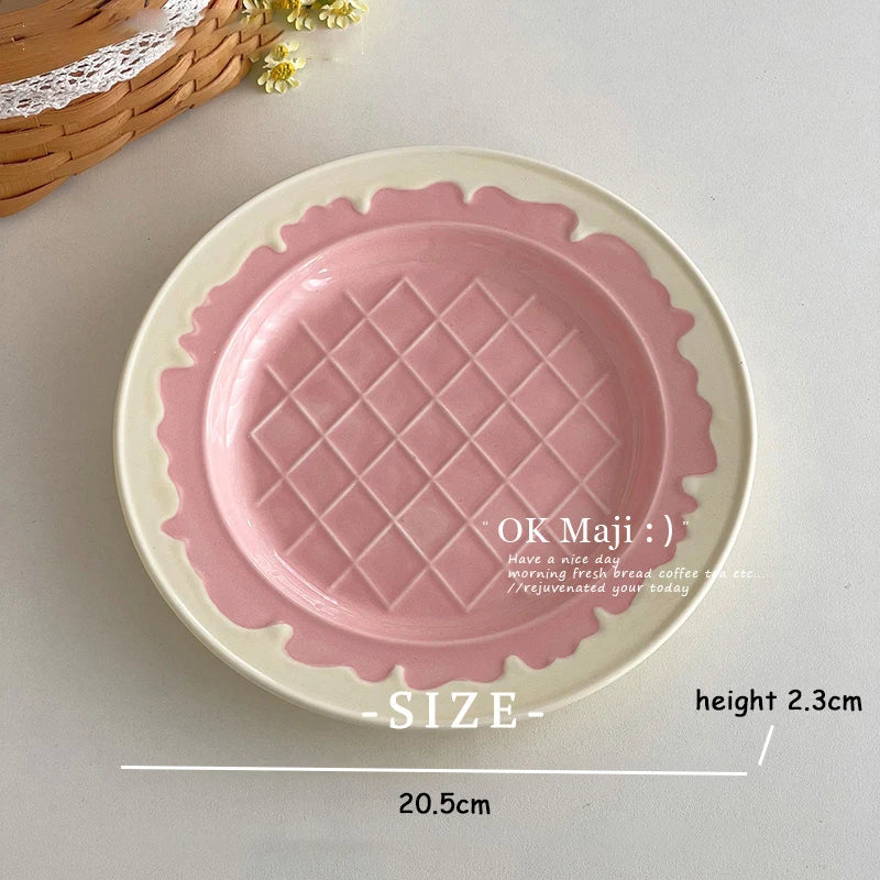 Nordic Style Tableware Household Patchwork Breakfast Plates 2025 New Simple Ceramic Dish Cream Ice Cream Shaped Dessert Plate