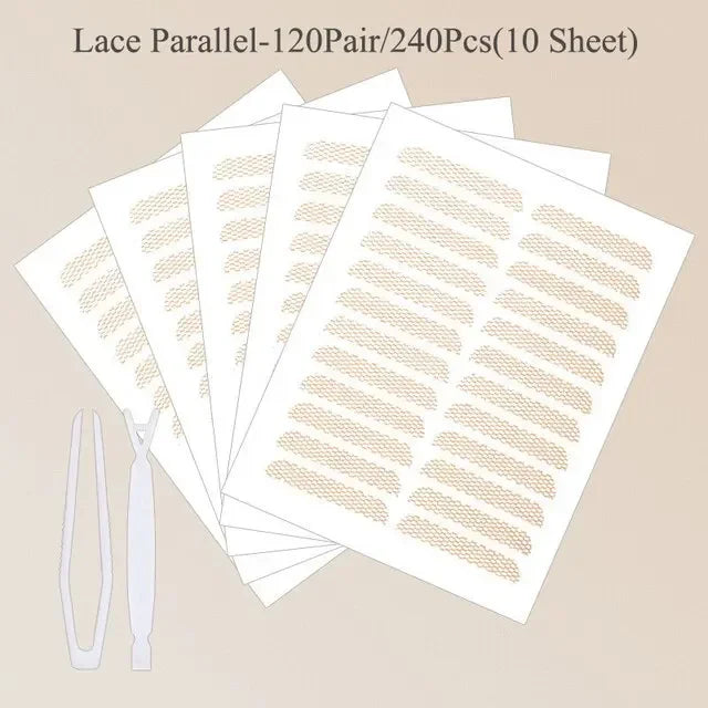 240Pcs/Lot Double Fold Eyelid Tape Sticker Lace Nature Clear Stripe Self-adhesive Natural Eye Makeup Make Up with Tool Wholesale