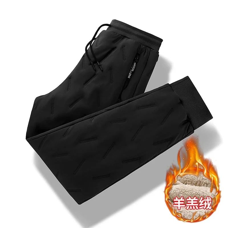 Lamb Feather Pants Men's Lined Fleece Pants Men's Cashmere Sports Pants Men's Autumn Winter Casual Jogging Pants Winter Warm