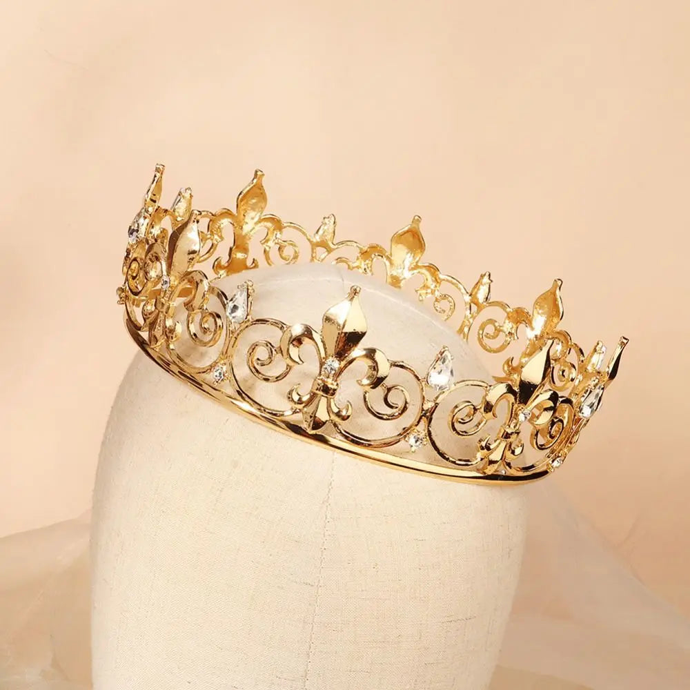Bar Mitzvah Crown King Crown Hair Hoop Headband Metal Prince Crowns Korean Style Hair Accessories Round Tiaras Girls Gift