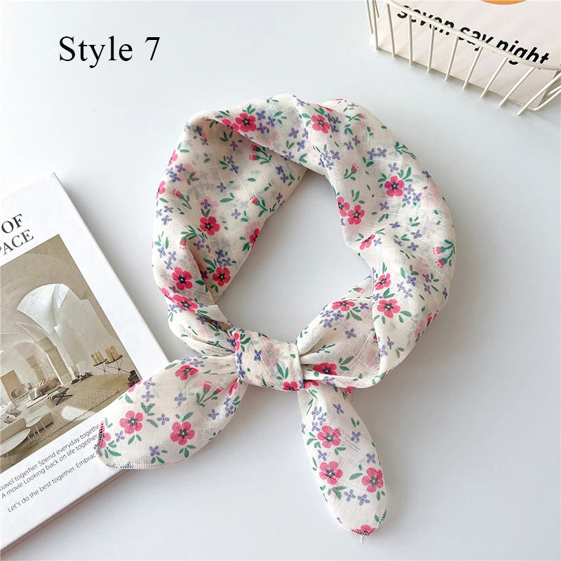 Fashion Cotton Linen Shawl Square Scarf for women sweet Cherry Print Hijabs Ladies Wraps summer sunscreen Bandanas Head scarf