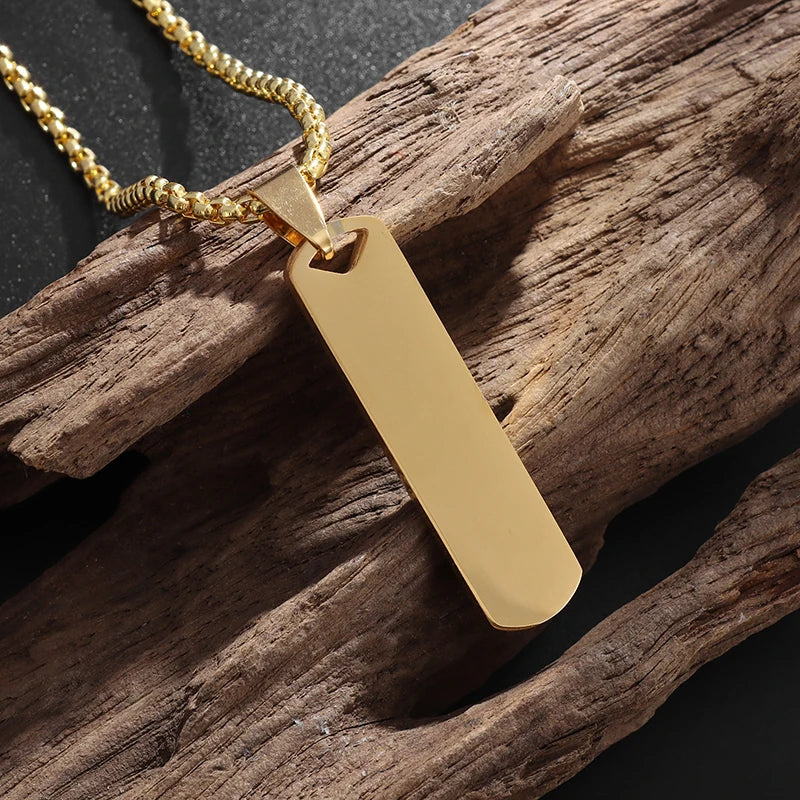 Stainless Steel Classic Geometric Polygonal Black Square Natural Stone Necklace Pendant for Men Fashion Casual Punk Jewelry Gift