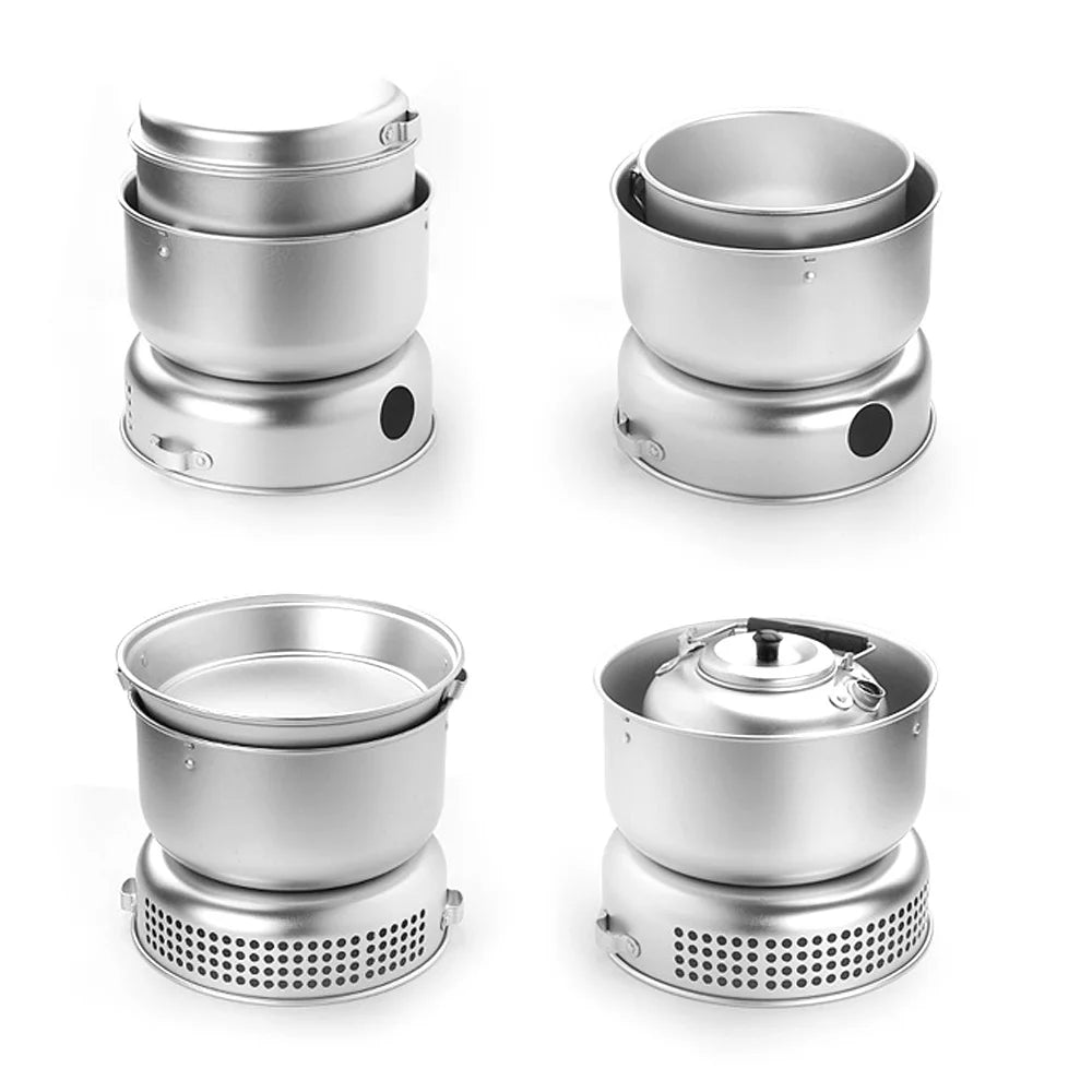 10pcs Camping Stove Kit Camping Pot Pan Stove Set for Outdoor Camping Cooking Backpacking