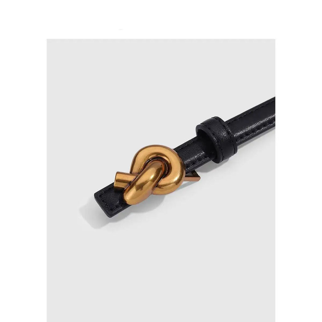 Real leather knot belt for women, fashionable belt with buckle, dress and jeans belt