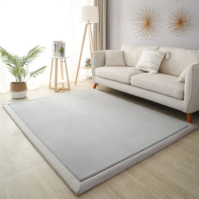 Thick Solid Color Rectangular Carpet For Living Room Ckildren Bedroom Play Rug Bay Window Soft Mat Baby Anti-fall Crawling Pads