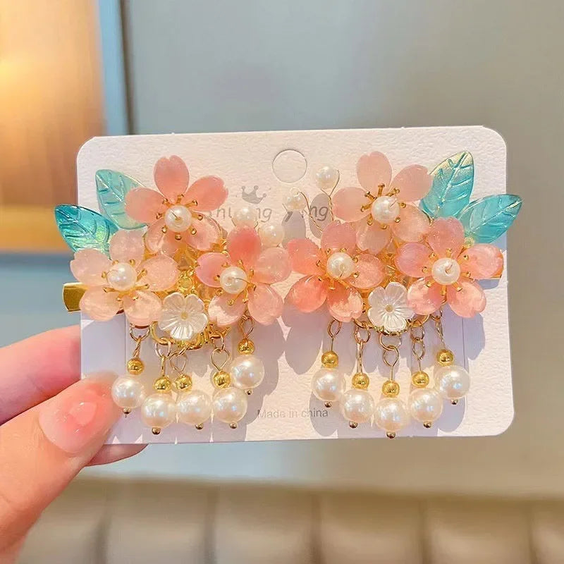 Children's Headwear Ancient Style Girl Hanfu Hair Bundle Wig Accessories Princess Dress Up Gift