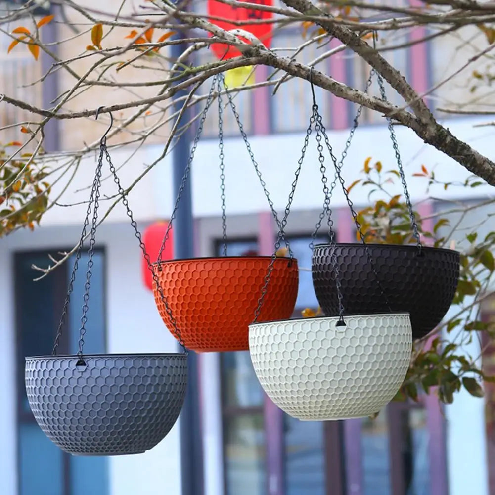 Beautiful Hanging Flower Pot 3 Sizes Waterproof Outdoor Resin Plant Hanger Hanging Flower Basket Self Water Absorption