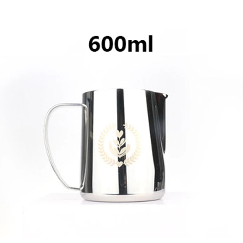 Frothing Pitcher 600ml Espresso Stainless Steel Pull Flower Cup Latte Coffee Milk Mug Frother Milk Foaming For Barista Tool