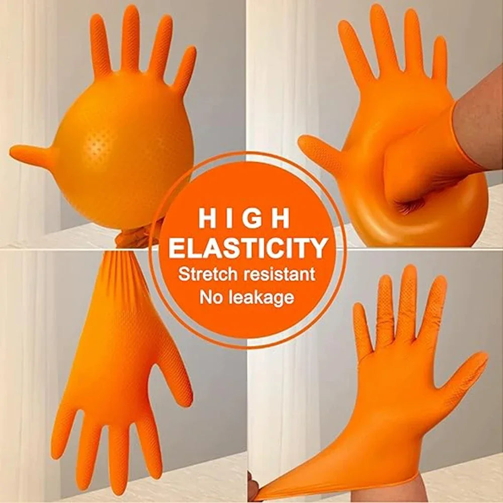 Heavy Duty Nitrile Gloves 8Mil Extra Thick Mechanic Industrial Disposable Glove with Textured Grip Antislip Safety Work Gloves