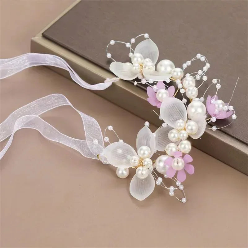 Children's Headwear Elegant Flower Wreath Fairy Crown Headband Princess Children's Hair Birthday Performance Runway Accessories