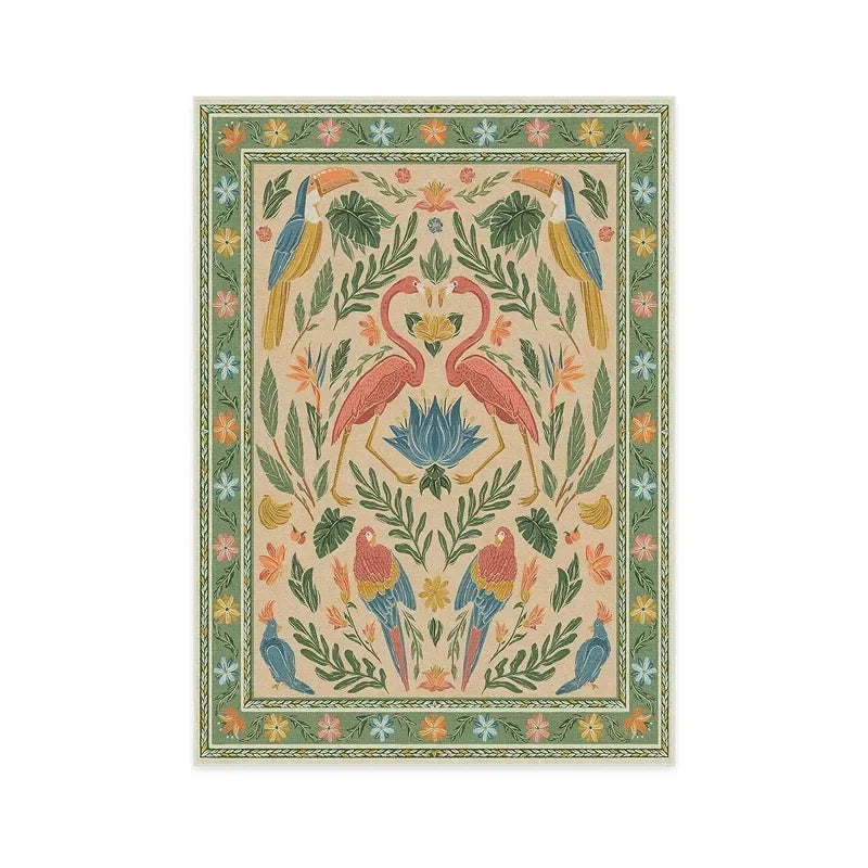 Living Room Large Carpet for Bedroom Bedside Floor Mat Bohemian Style Animal Plant Carpets Retro Home Decoration Rug 대형 거실 카펫