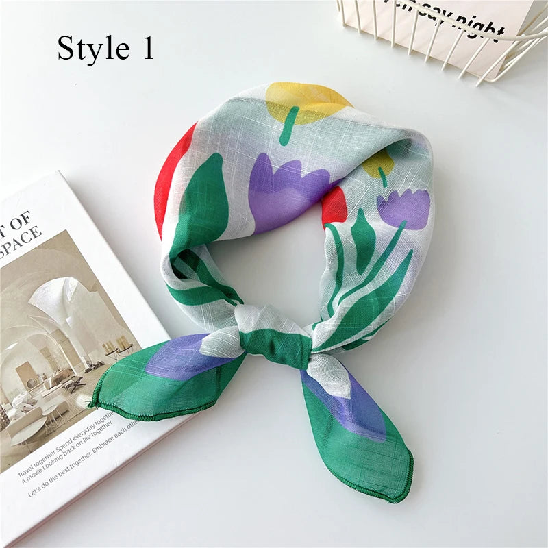 Fashion Cotton Linen Shawl Square Scarf for women sweet Cherry Print Hijabs Ladies Wraps summer sunscreen Bandanas Head scarf