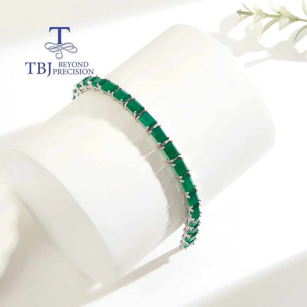 Delicate and gorgeous natural green agate bracelet 925 Silver fine jewelry for ladies banquets & Parties & Holiday gifts