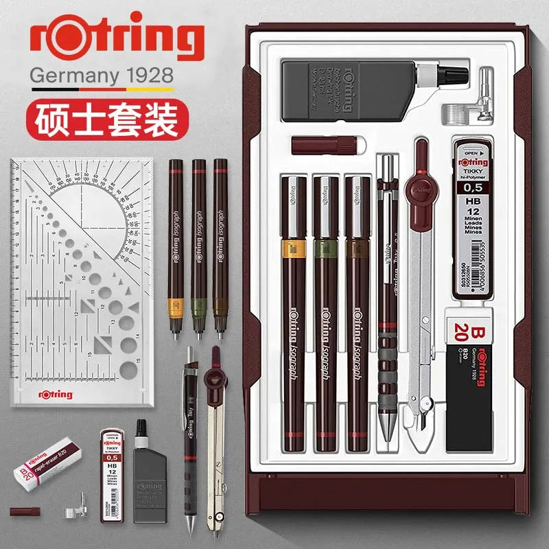 Rotring Technical Pen Junior/College/Master Set Waterproof Architectural Engineer Professional Drawing Design Comics Fineliner