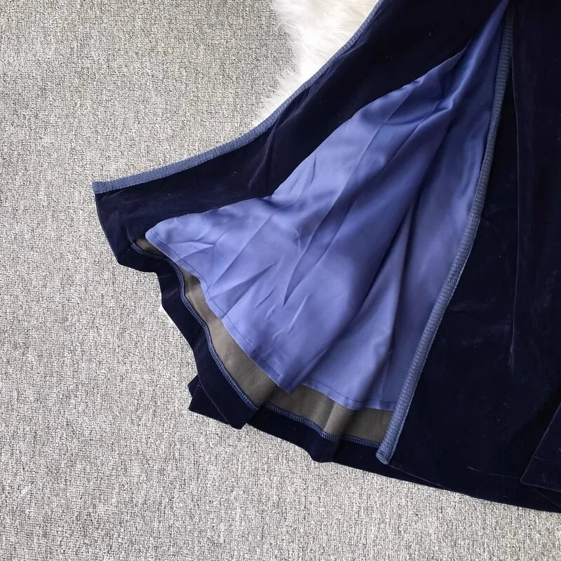 Autumn Winter Velvet Trench Blazer Dress Women Suit Coat Long Sleeve Solid Office Lady Work Dresses Windbreaks