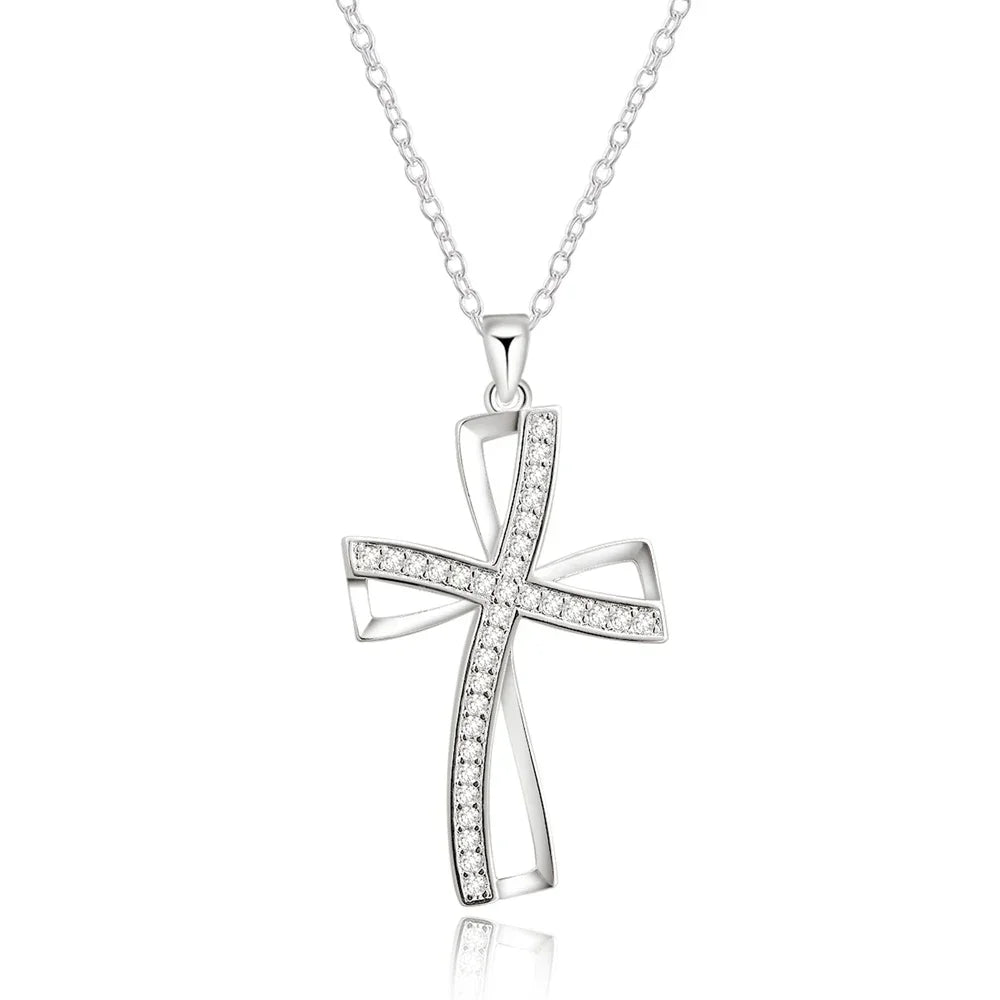 45cm 925 Sterling Silver Wedding Charm Crosses Necklace Lady Nice Jewelry Fashion  Elegant Women Classic High Quality