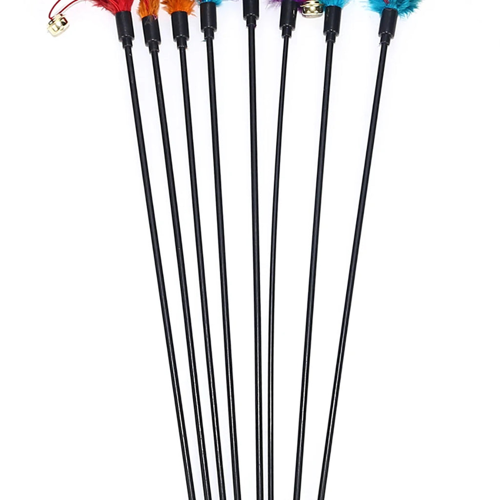 1pcs Cat Toy Cat Teaser Cat Toys Make A Cat Stick Feather with Small Bell Natural Like Birds for Cats Dropshipping Pet Toys