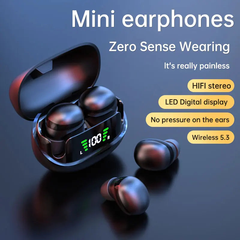 Mini wireless bluetooth headset small earbuds sleep work sports invisible headphones With Mic HIFI bass sound quality earphones