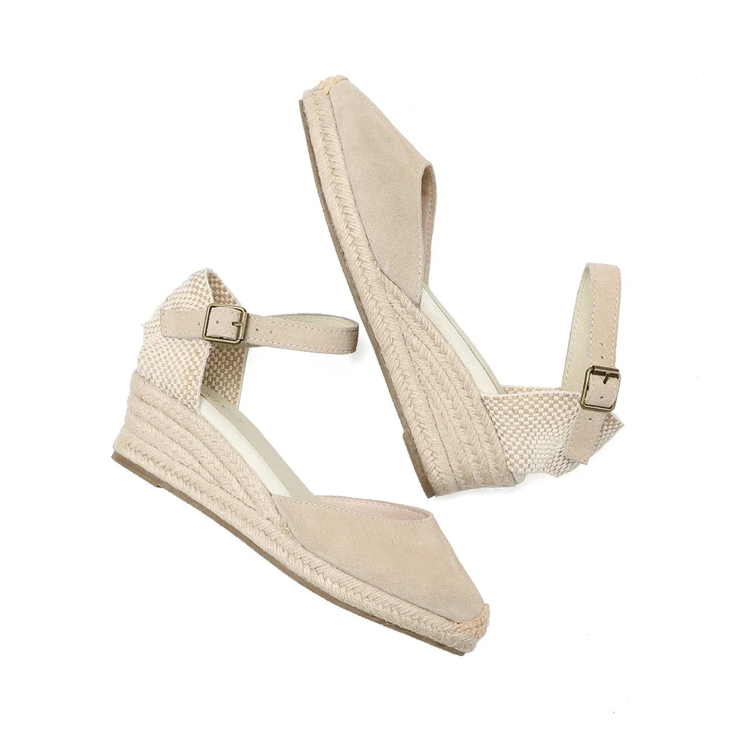 Espadrilles Wedge Flatform Women's Sandals Genuine Cow Suede Leather Sandals