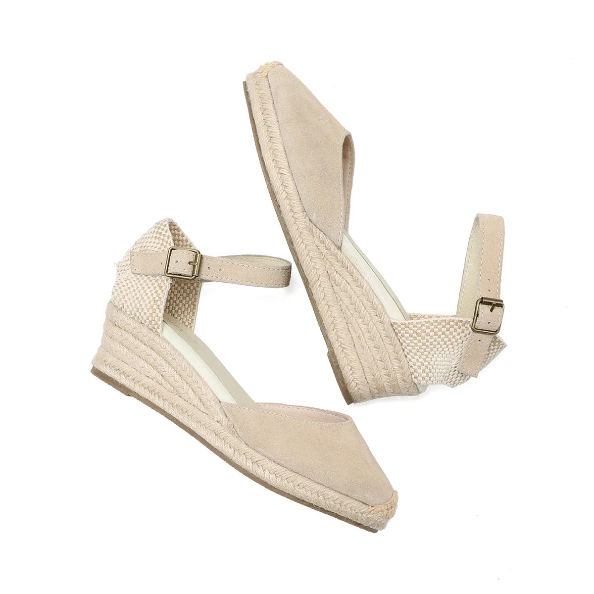 Espadrilles Wedge Flatform Women's Sandals Genuine Cow Suede Leather Sandals