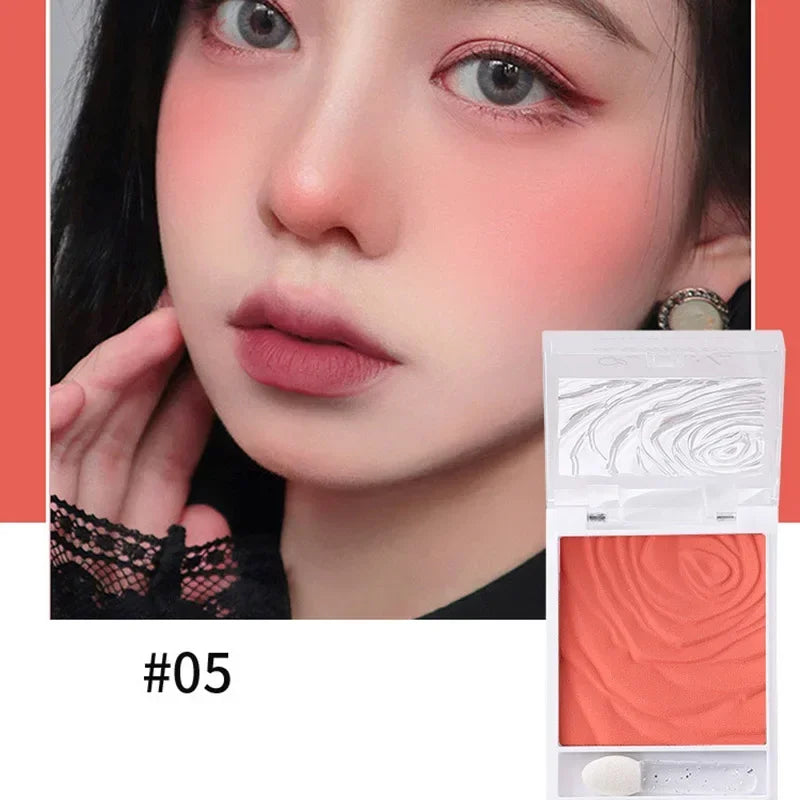Rose Embossed Blush Palette 6 Colors Cheek Tint Blusher Powder Natural Face Makeup Matte Peach Pink Tint Contour Rouge Cosmetics
