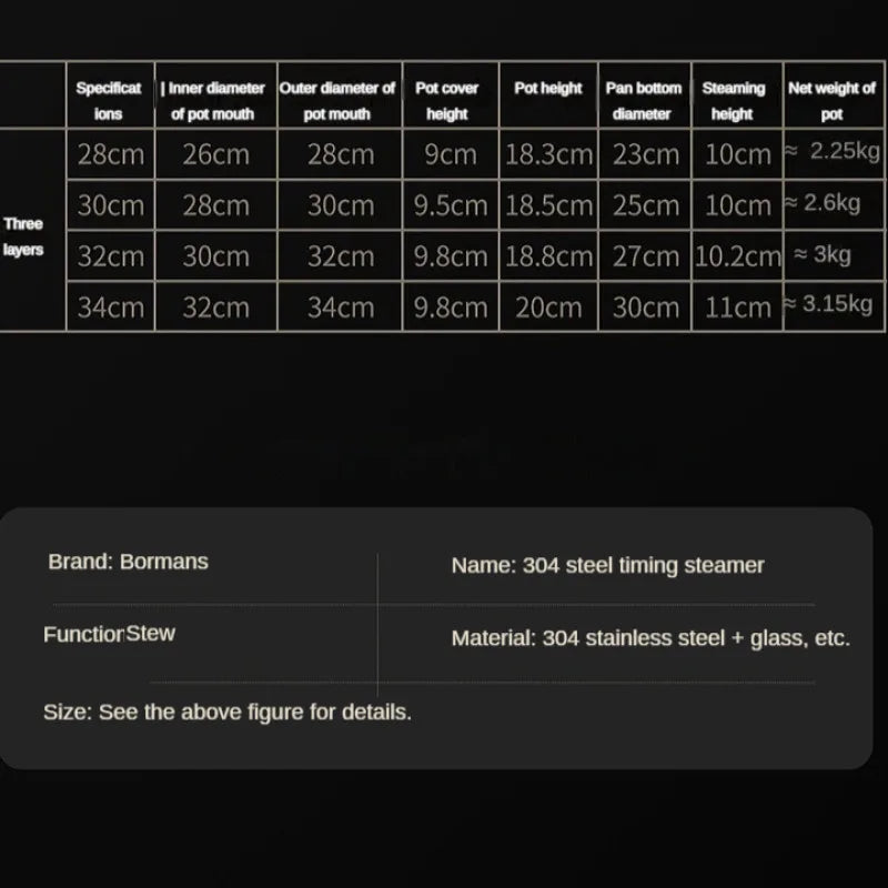 Multifunctional extra thick steamed bread pot 3 Layers Stainless Steel Steamer Gas Stove Induction Cooker Universal steam pot