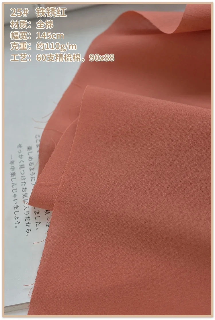 Soft Lined Cloth Fabric for Dresses and Kids' Shirts Cloth, Summer Cotton High-Count Thin 60s, 140x50cm