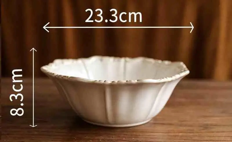 Vintage Ceramic Tableware Set Household Relief Pattern Breakfast Soup Bowl Restaurant High Quality Western Dessert Plates