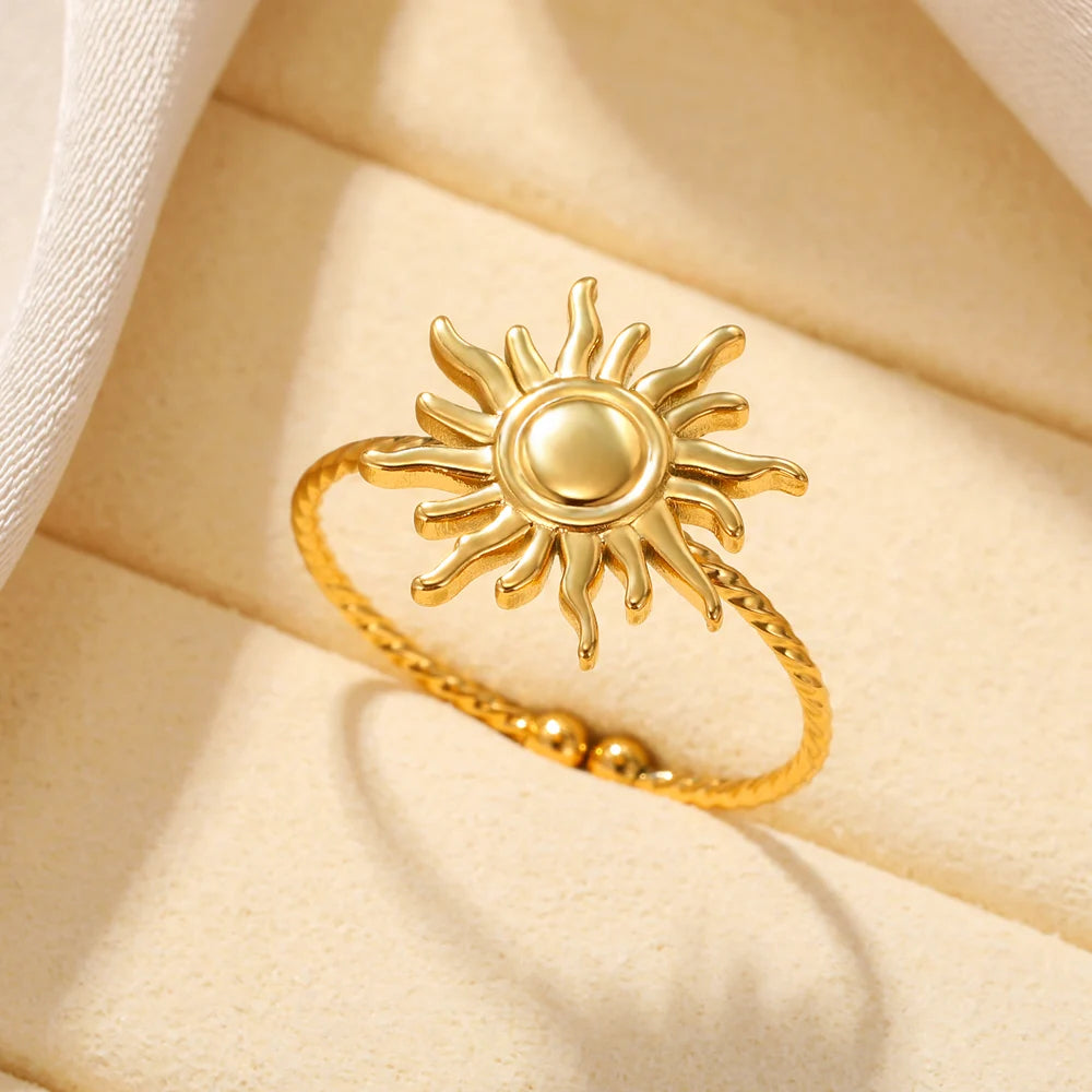 Retro Stainless Devil's Eye Rings For Women Men Punk Sun Adjustable Opening Ring Hipster Minimalist Round Heart Ring Jewelry New